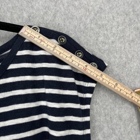 Talbots Stripe Belted Knit Shift Dress Size SP Navy Blue White Nautical Slub NEW - Picture 11 of 12